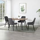 Quebec Straight & Avery Dining Set (X4 Chairs) - Medium Oak Effect/Grey Velvet