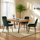Treviso & Avery Dining Set (X4 Chairs) - Light Oak Effect/Emerald Green Velvet