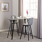 Quebec Bar Table Set (X2 Stools) - Concrete Effect/Grey Faux Leather