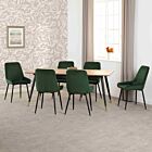 Hamilton & Avery Large Dining Set (X6 Chairs) - Medium Oak Effect/Emerald Green Velvet