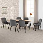 Hamilton & Avery Large Dining Set (X6 Chairs) - Medium Oak Effect/Grey Velvet