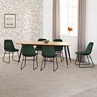 Hamilton & Lukas Large Dining Set (X6 Chairs) - Medium Oak Effect/Emerald Green Velvet