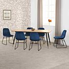 Hamilton & Lukas Large Dining Set (X6 Chairs) - Medium Oak Effect/Sapphire Blue Velvet