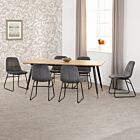 Hamilton & Lukas Large Dining Set (X6 Chairs) - Medium Oak Effect/Grey Velvet