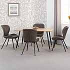 Hamilton & Quebec Medium Dining Set (X4 Chairs) - Medium Oak Effect/Brown Faux Leather