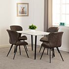 Marlow & Quebec Dining Set (X4 Chairs) - White Marble/Brown Faux Leather