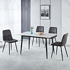 Fenton Dining Set (X4 Chairs) - White/Dark Grey Suede Fabric