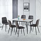 Fenton Dining Set (X6 Chairs) - White/Dark Grey Suede Fabric