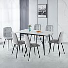Fenton Dining Set (X6 Chairs) - White/Light Grey Fabric