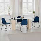 Modena & Lukas Dining Set (X4 Chairs) - Cream/Sapphire Blue Velvet