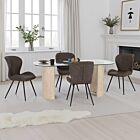 Modena & Quebec Dining Set (X4 Chairs) - Cream/Brown Faux Leather