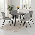 Quebec Round Dining Set (X4 Chairs) - Black Wood Grain/Grey Faux Leather