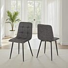 Fenton Dining Chair (X2 Per Box) - Dark Grey Suede Fabric