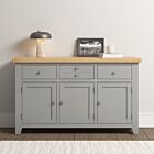 Windsor 3 Door 3 Drawer Sideboard - Pebble Grey/Oak