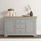 Bordeaux 2 Door 3 Drawer Sideboard - Pebble Grey/Oak