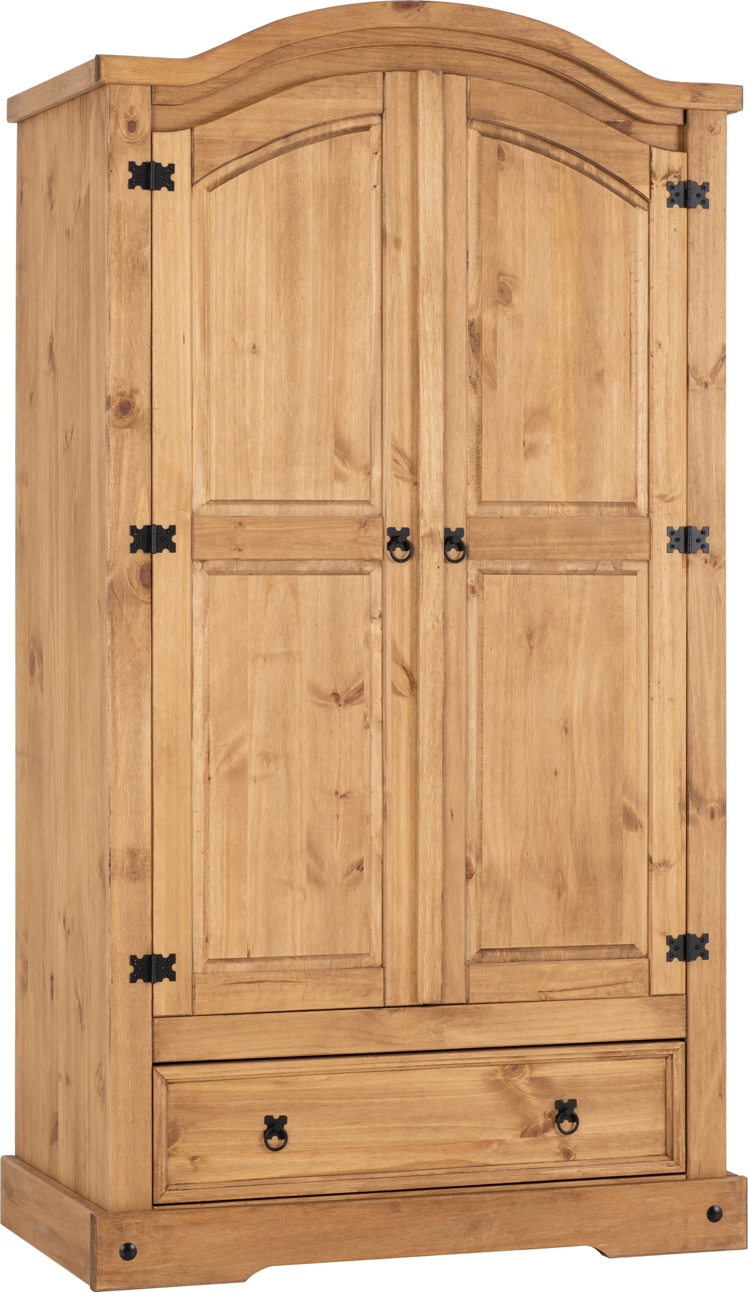 Distressed Waxed Pine Seconique Corona 2 Door 1 Drawer Wardrobe 539.95x1784.95x84.95 cm