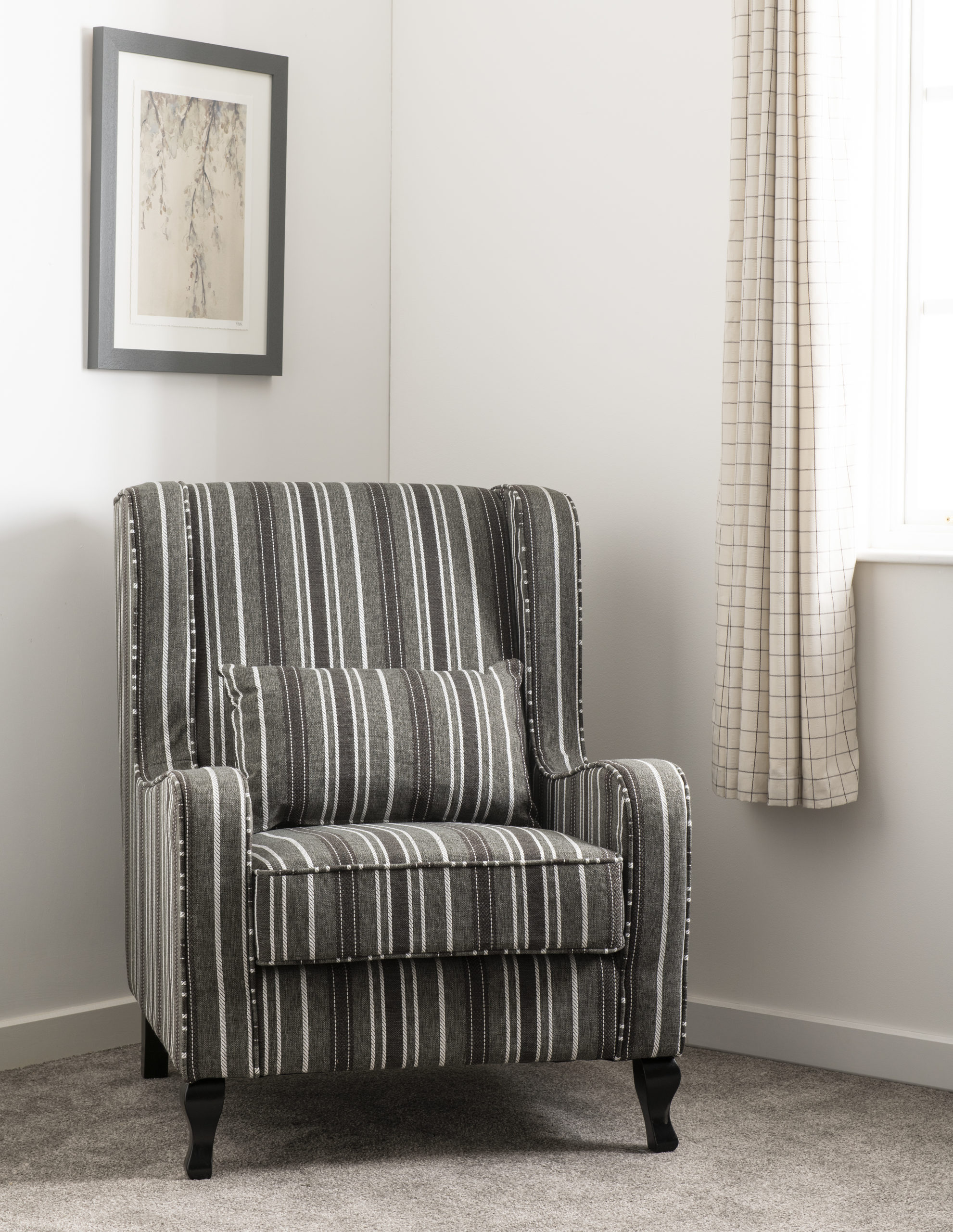 grey fireside chair