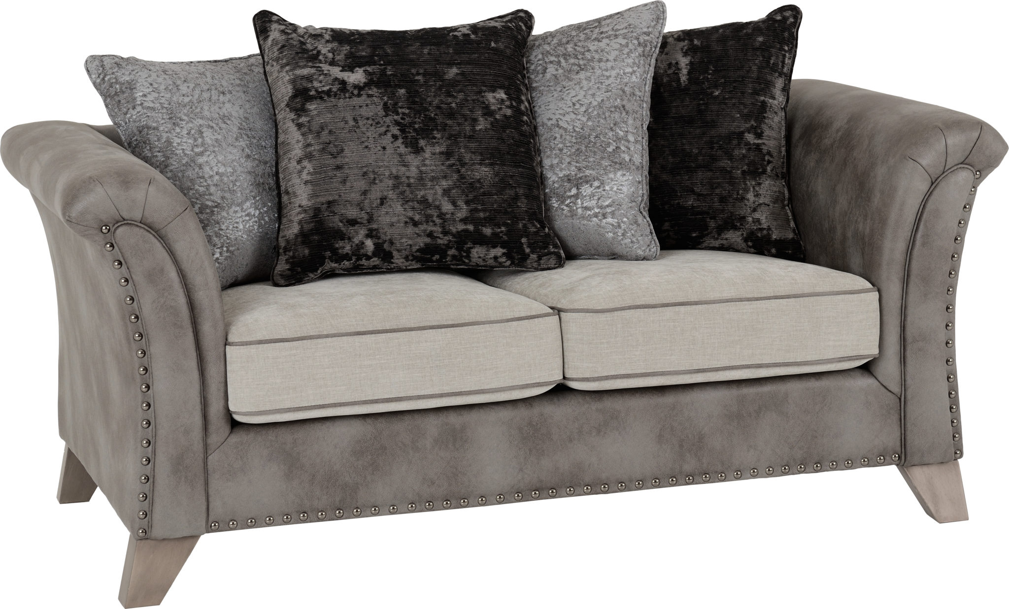 300 308 052 Grace 2  Seater  Sofa  Silver Grey Fabric 
