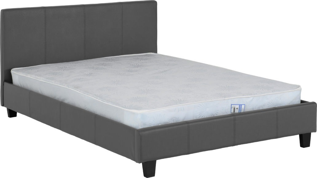 200-204-035 - Prado 5' Bed - Grey Faux Leather - Seconique