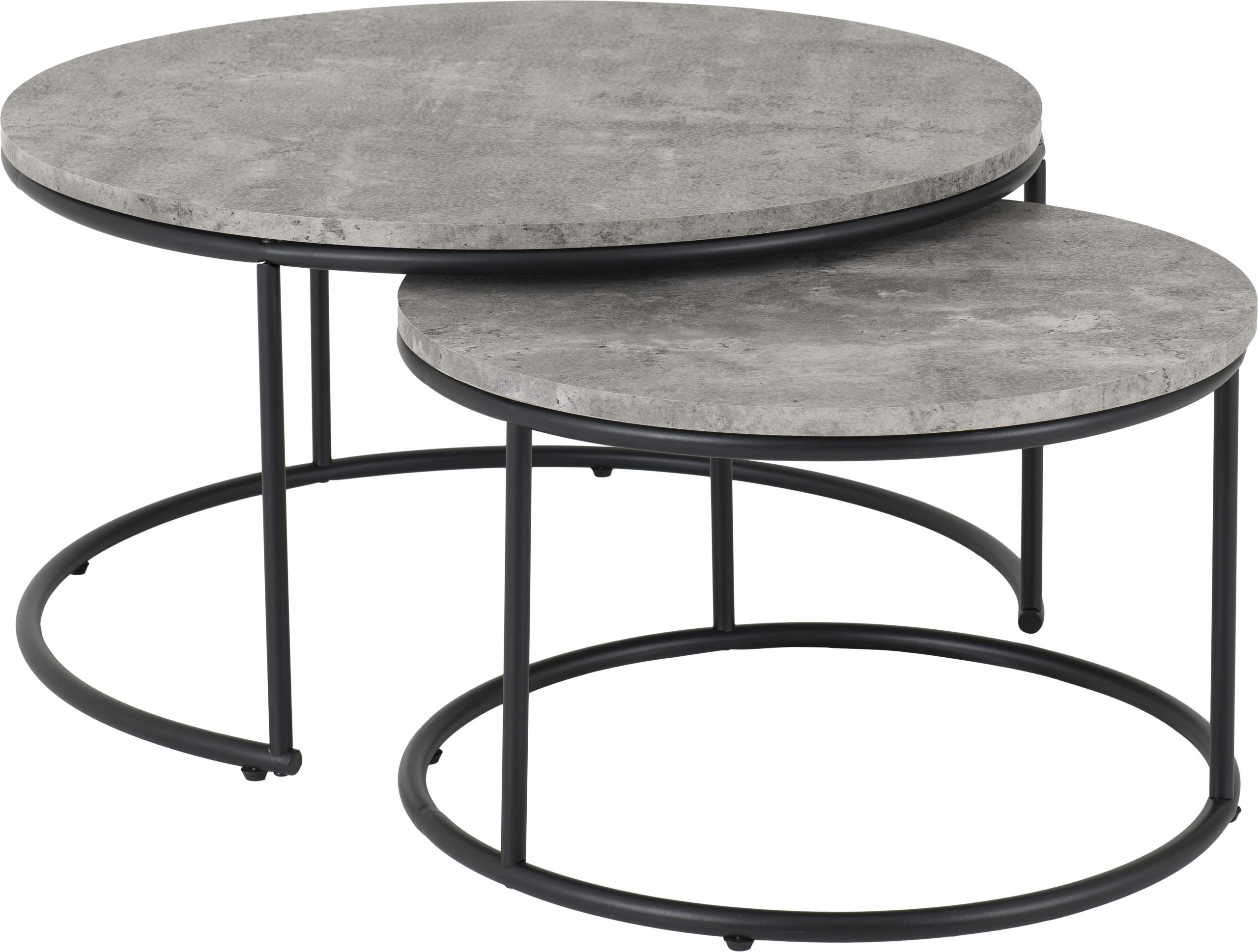 300301054 Athens Round Coffee Table Set Concrete Effect/Black