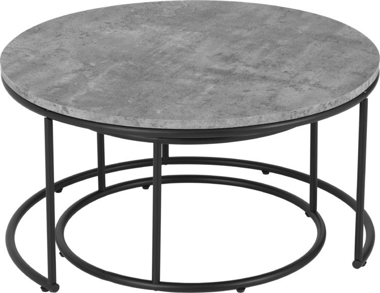 300-301-054 - Athens Round Coffee Table Set - Concrete Effect/Black