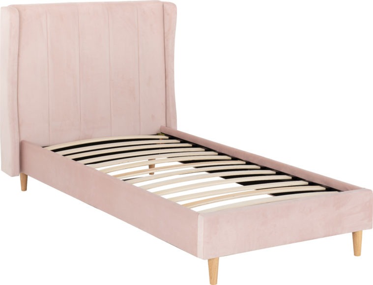 200-201-064 - Amelia 3' Bed - Pink Velvet Fabric - Seconique