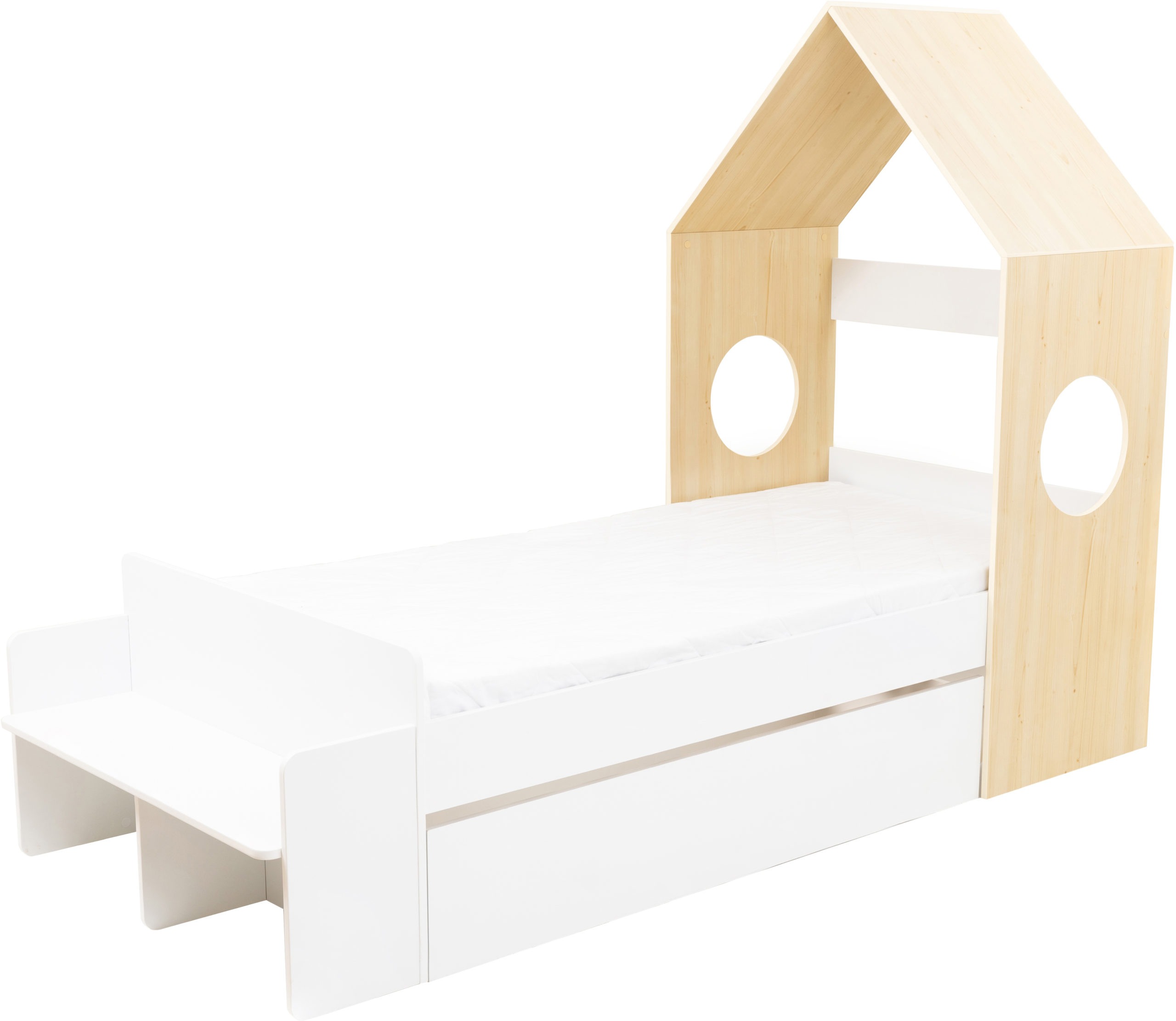 200-201-072 - Cody 1 Drawer House Bed - White/Pine Effect - Seconique