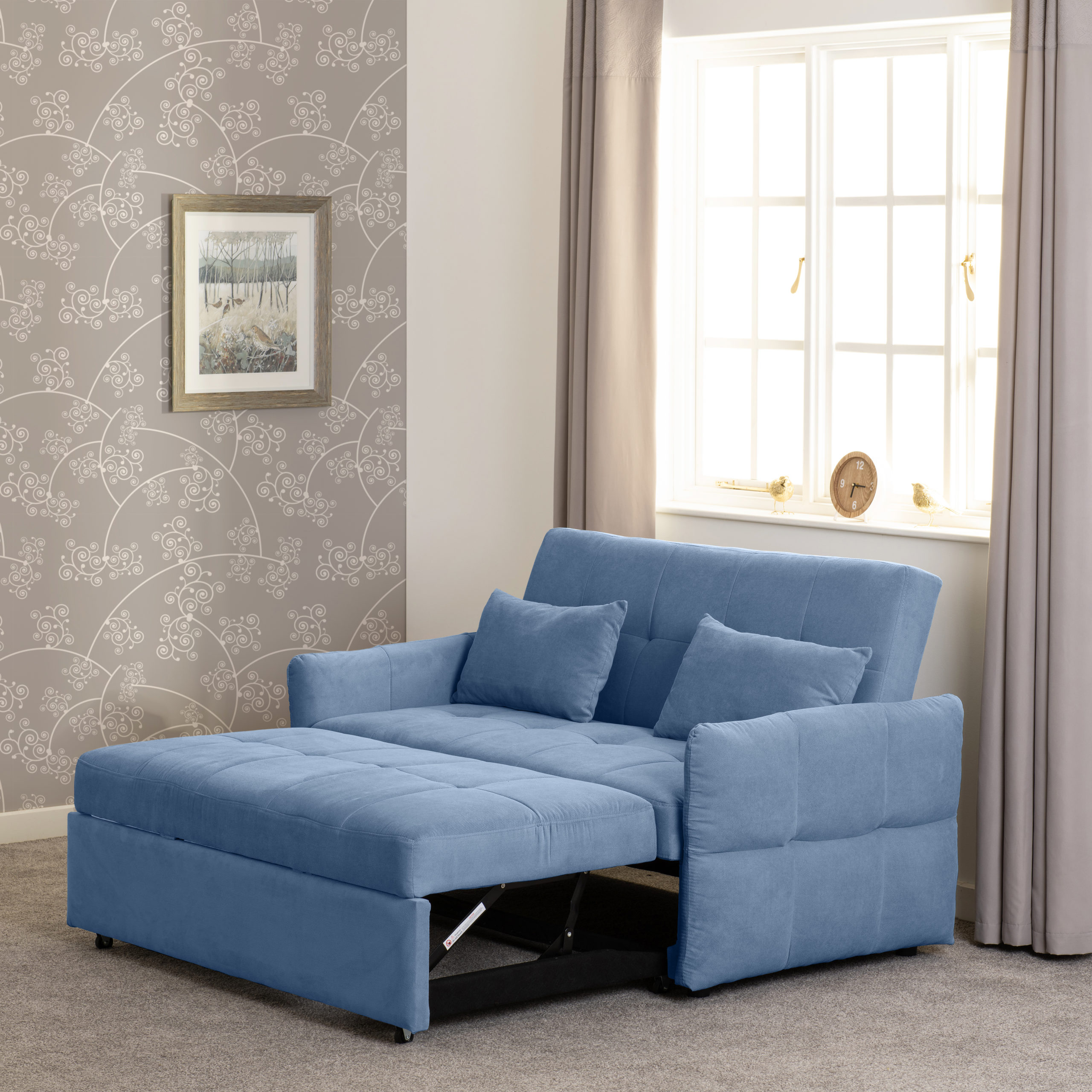 300-308-069 - Chelsea Sofa Bed - Blue Fabric - Seconique